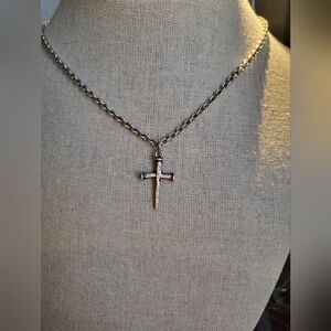James Avery Sterling Silver Chain with nail cross pendant